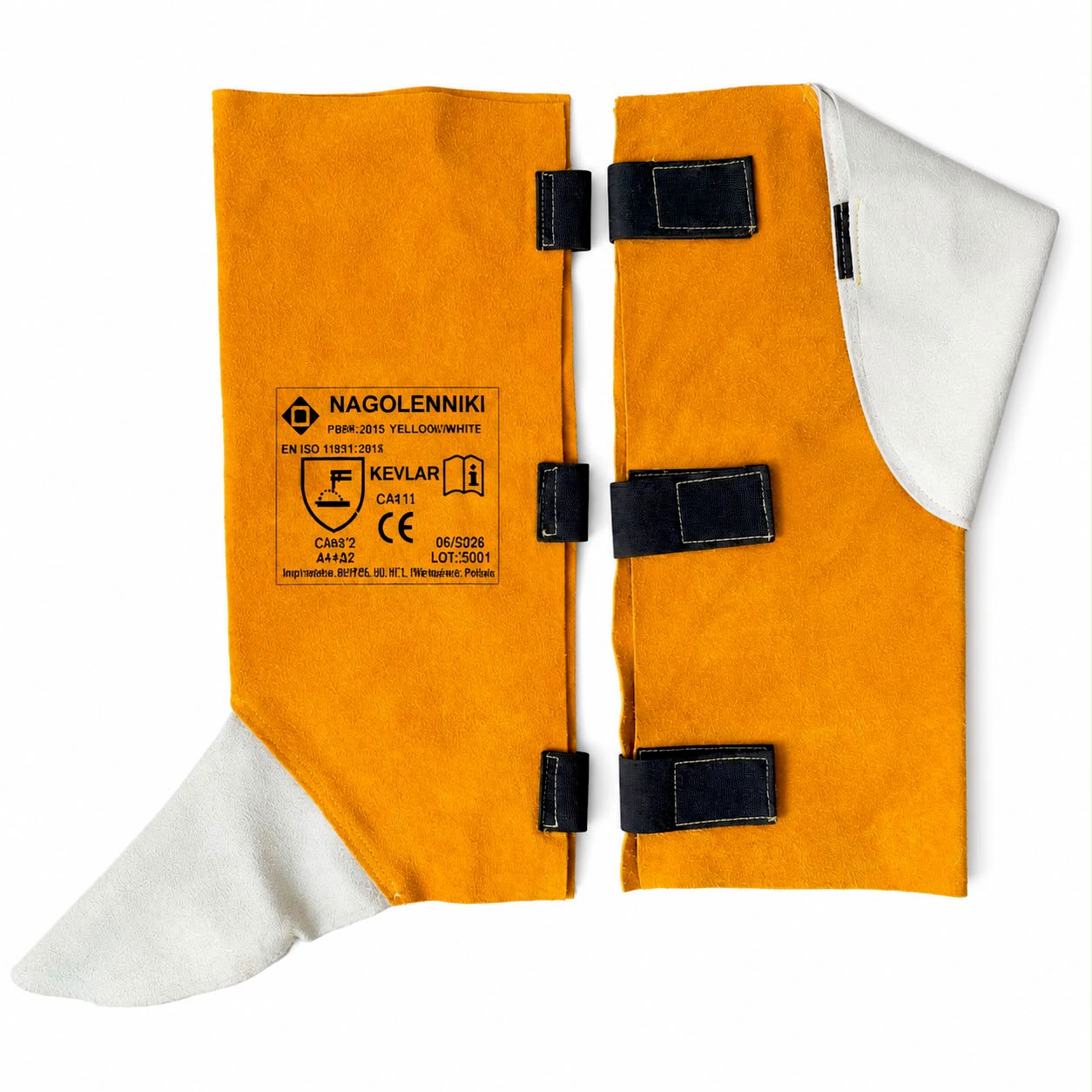 PSW-1610 YELLOW-WHITE Skórzane Nagolenniki Spawalnicze